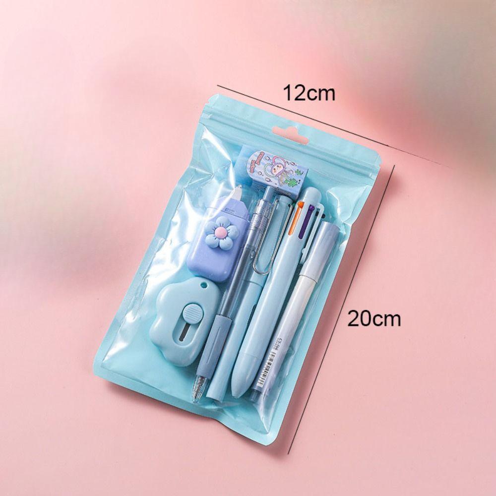 1set 7-in-1 Schreibwaren Set Geburtstag Präsentieren Zurück Zu Schule Geschenk Korrektur Band Studenten Preis Schule Büro Kugelschreiber Studenten blau