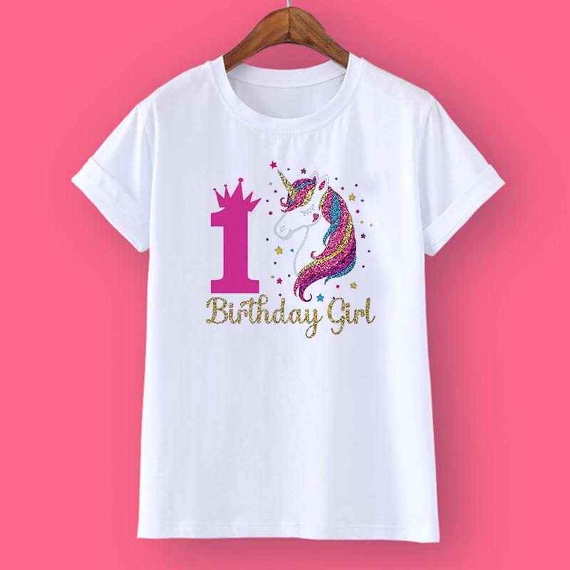 Einhorn-Geburtstags-Shirt, 1–12 Geburtstags-T-Shirt, wildes T-Shirt, Mädchen-Party-T-Shirt, Einhorn-Themen-Kleidung, Kinder-Geschenke, modische Tops, T-Shirt 90cm