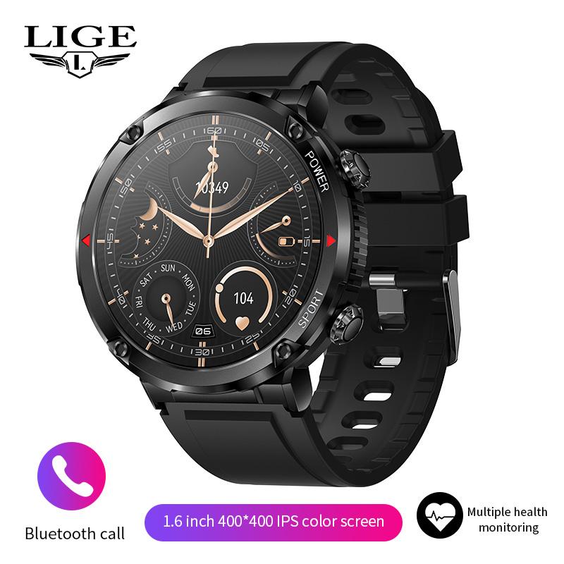 LIGE 2022 Smart Uhr Männer 1,6 Zoll Full Touch Armband Fitness Tracker Sport Uhren Bluetooth Anruf Smart Uhr Männer Smartwatch