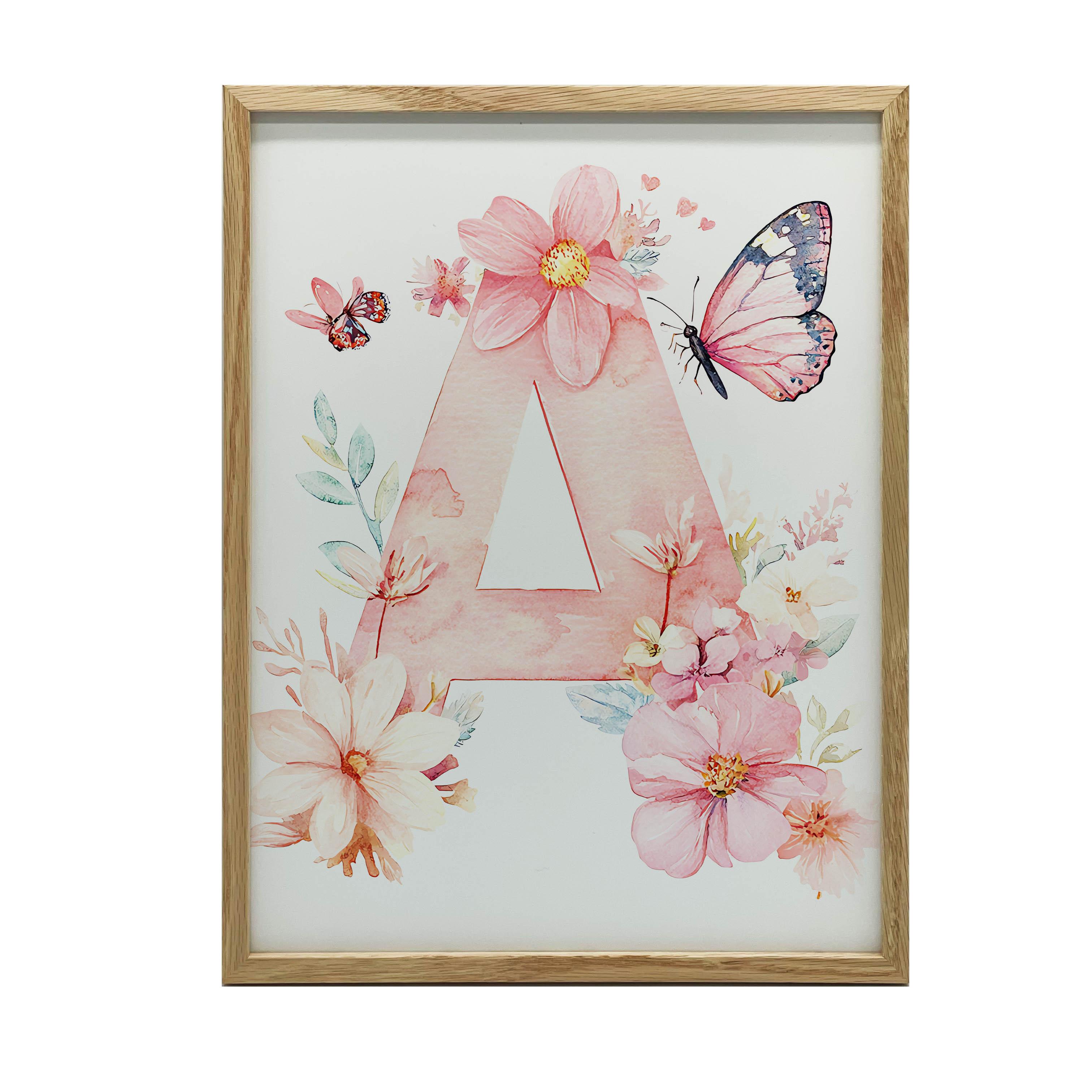 Poster A Wie Blumen und Schmetterlinge Poster A Wie Blumen und Schmetterlinge, 30X40 cm, Holzrahmen Dunkelbraun, Mattpapier 230 g/m² 36