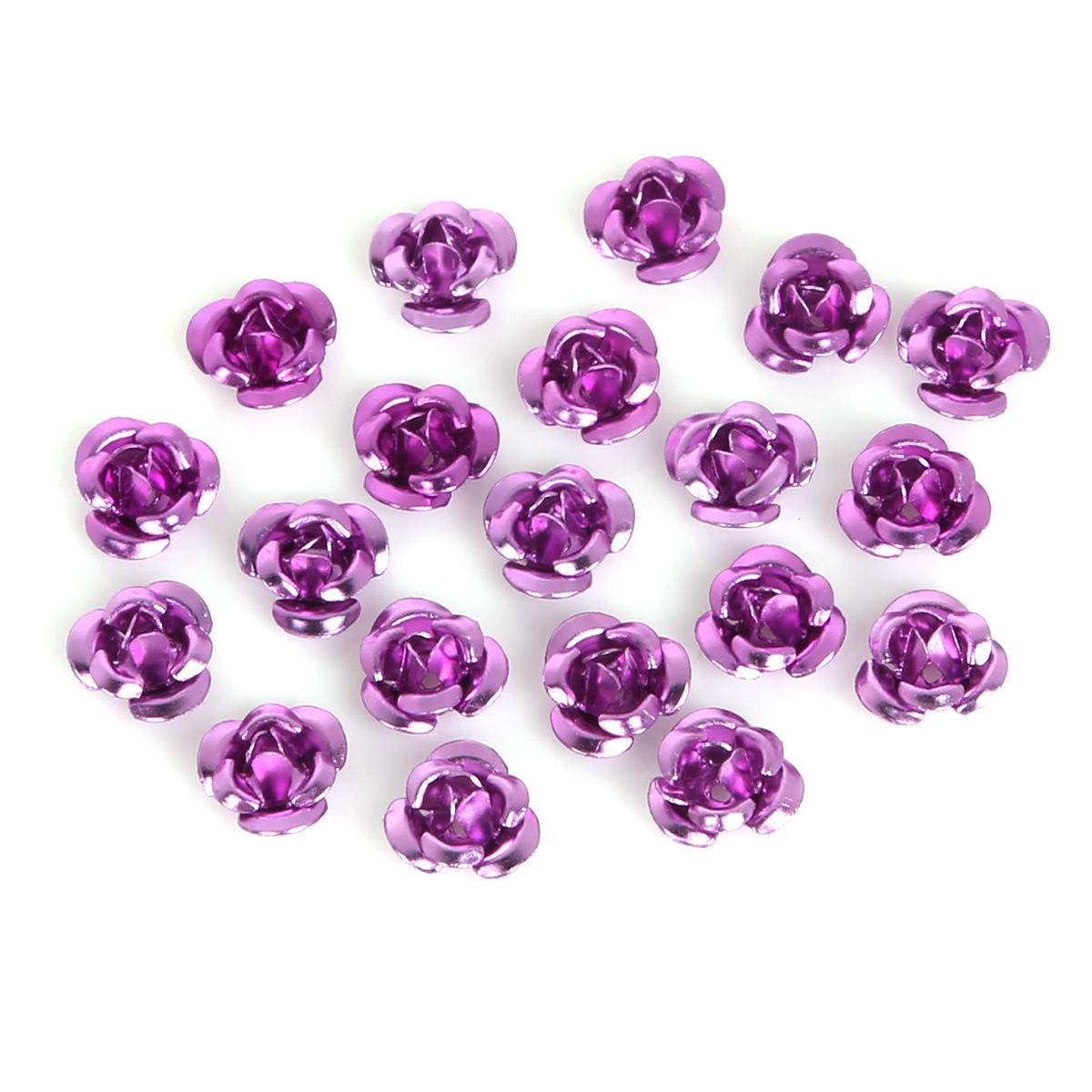 100 stücke Rose Kopf Aluminium Schmuck Produktion Hochzeit Party DIY Handwerk Dekoration Gemischte Farbe Perlen Hause Dekoration 6mm violett