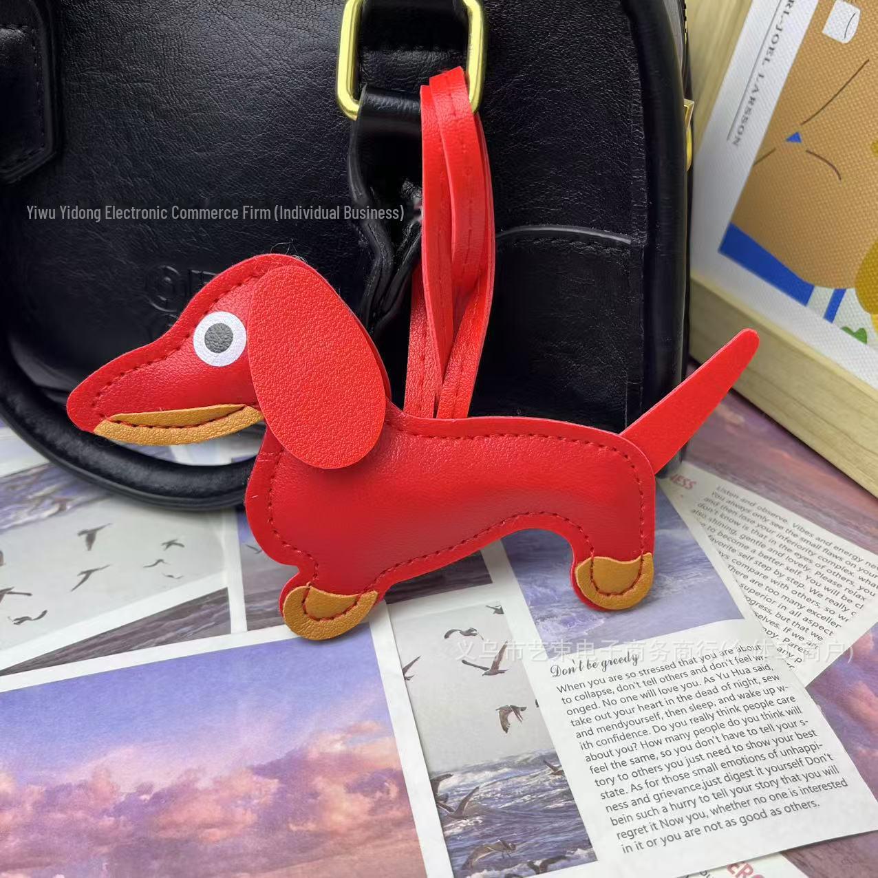 Dackel-Welpen-Schlüsselanhänger: Süßer Hundeanhänger für Taschen & Autos – Perfektes kreatives Geschenk rot