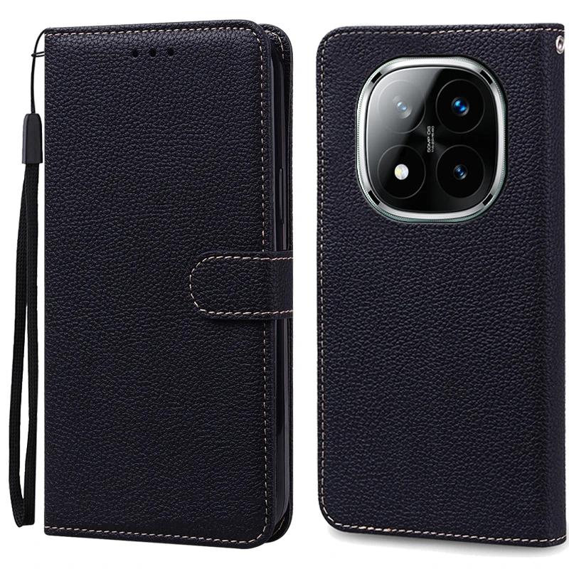 Für Redmi Note 14 Pro Hülle Xiaomi Redmi Note 14 4G 5G Note 14 Pro 5G 4G 14C Pro+ Plus 5G Hülle Leder Flip Wallet Cover Xiaomi 14 14T Pro POCO X7 RedMi Note 14 Pro+ schwarz