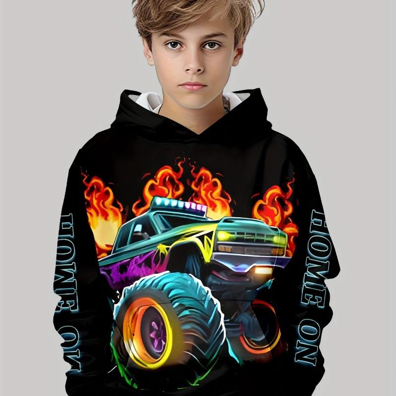 Kinderkleidung Jungen Hoodies Sport Auto 3D Druck Kinder Frühling Herbst Kleidung Casual Jungen Kleidung Pullover Mode Kinderkleidung 130CM black