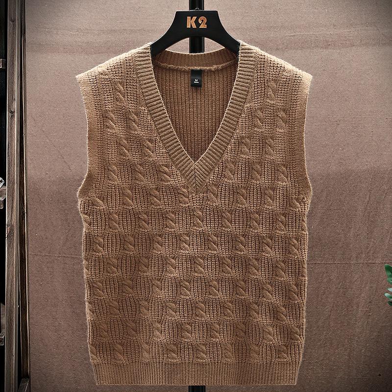 Pullover-Tanktop, Herrenweste, Unterhemd, ärmelloser Pullover, Tanktop, lockerer Pullover, gestrickt, 15 Farben, mehrere Blumenformen XL