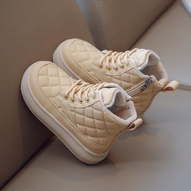 Kinder Winter Stiefel Kinder Mode Kurze Stiefel Künstliche Leder Kinder Warme Schuhe Für Mädchen Skids Schuhe 31 beige