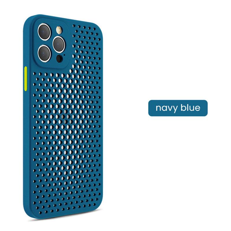 Wärmeableitung Atmungsaktive Kühlung Fall Für iPhone 16 15 14 13 12 11 Pro Max XR XS Max X 7 8P 6s 14 15 Plus Weiche Silikon Stoßfest Stoßstange Abdeckung iPhone 6 Plus/6S Plus navy blau