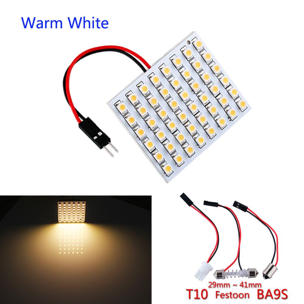 48 SMD Warmweiß Panel LED Auto T10 BA9S Soffittenkuppel Innenlampe Lichter für W5W C5W T4W LED-Lampen Auto Lampe 12V