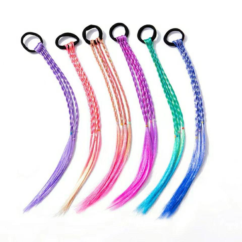 Buntes Perücken-Haargummi für Mädchen: Prinzessinnen-Zopf Gummiband, Niedliches Modisches Pferdeschwanz-Accessoire