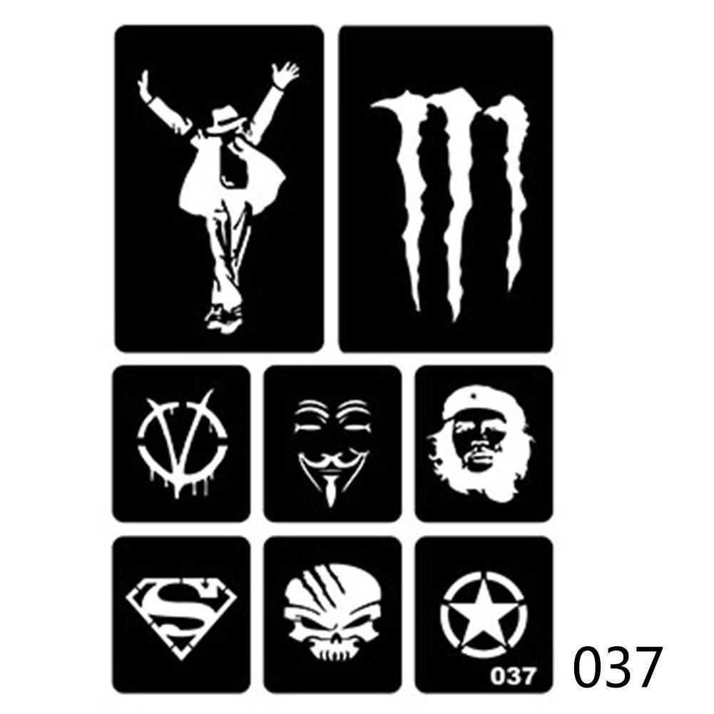 40 kleine Airbrush-Tattoo-Schablonen für Frauen und Kinder, Zeichnungsvorlage, Henna-Tattoo-Schablone zum Malen von Glitzer-Tattoos 37#
