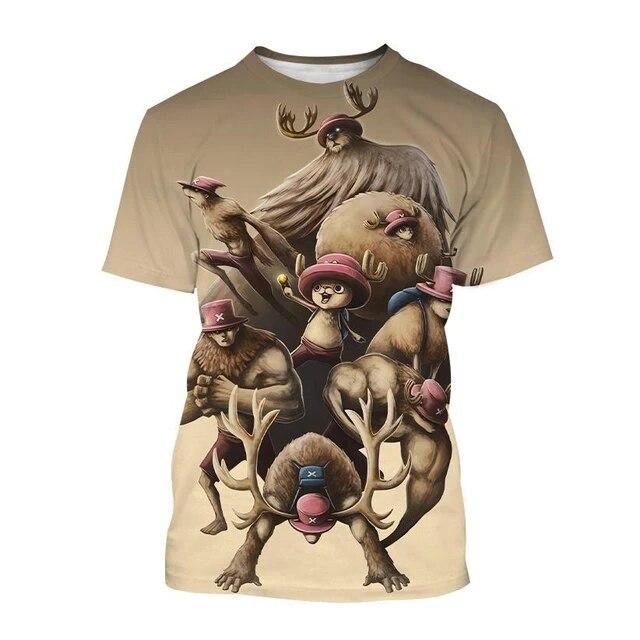 Sommer One Piece 3D-Druck T-Shirt Japanischer Anime Niedlicher Cartoon-Charakter Chopper Lässiges Harajuku-Kurzarm-Top 6XL