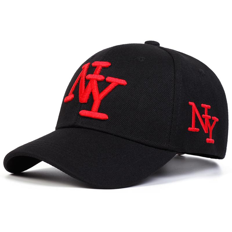 Baseballmütze für Herren mit Buchstaben, verstellbar, Baumwolle, Papa-Hut, Sonnenschutz für den Außenbereich, Sommerhüte, Hip-Hop-Caps rot/schwarz