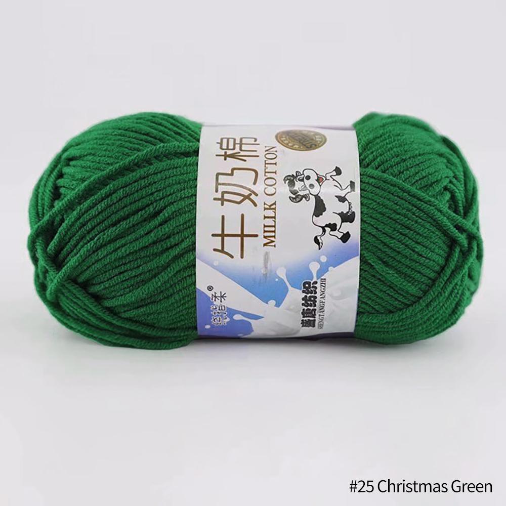 FEIJIEAST 50 g/Rolle Milch-Baumwollgarn, 5-lagig, Handstrickgarn, weich, warm, DIY-Baumwollfäden, Babywolle zum Handstricken, Häkelgarn dunkelgrüne