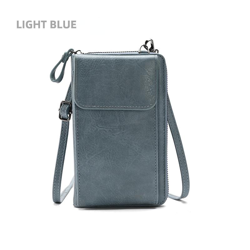 Handy-Geldbörse, Smartphone-Geldbörse, Leder, Schultergurt, Handtasche, Damen, taktile Outdoor-wasserdichte Tasche blau
