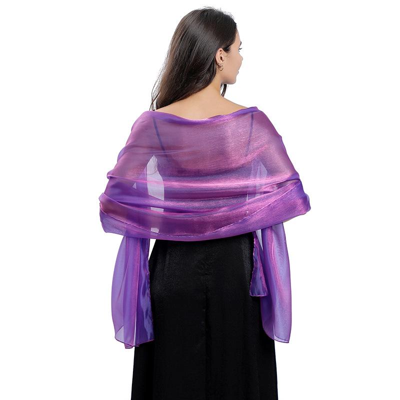 Damen-Schals und Tücher für Abendkleider, seidiger, leichter Schal, Hochzeitsgast-Schal, Wickeltuch, Brautjungfern-Schals, formelle Party-Organza-Schal violett