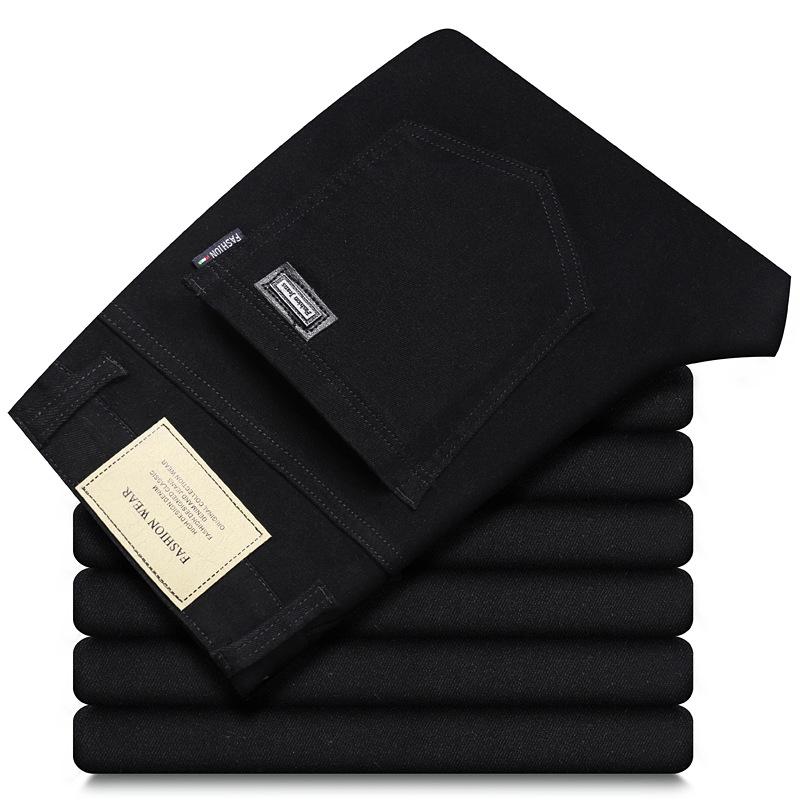 Mode Locker Gerade Business Casual Stretch Denim Hose Herren Marken Hose Übergröße Herrenbekleidung Slim Jeans 28-44 44 schwarz