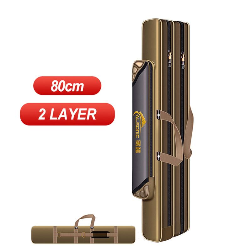 2/3/4 Schicht Tragbare Falten Angelrute Reel Tasche Angelrute Getriebe Werkzeug Tragetasche Tragetasche zum Angeln Große Kapazität Reisetasche 2 Layer 80cm