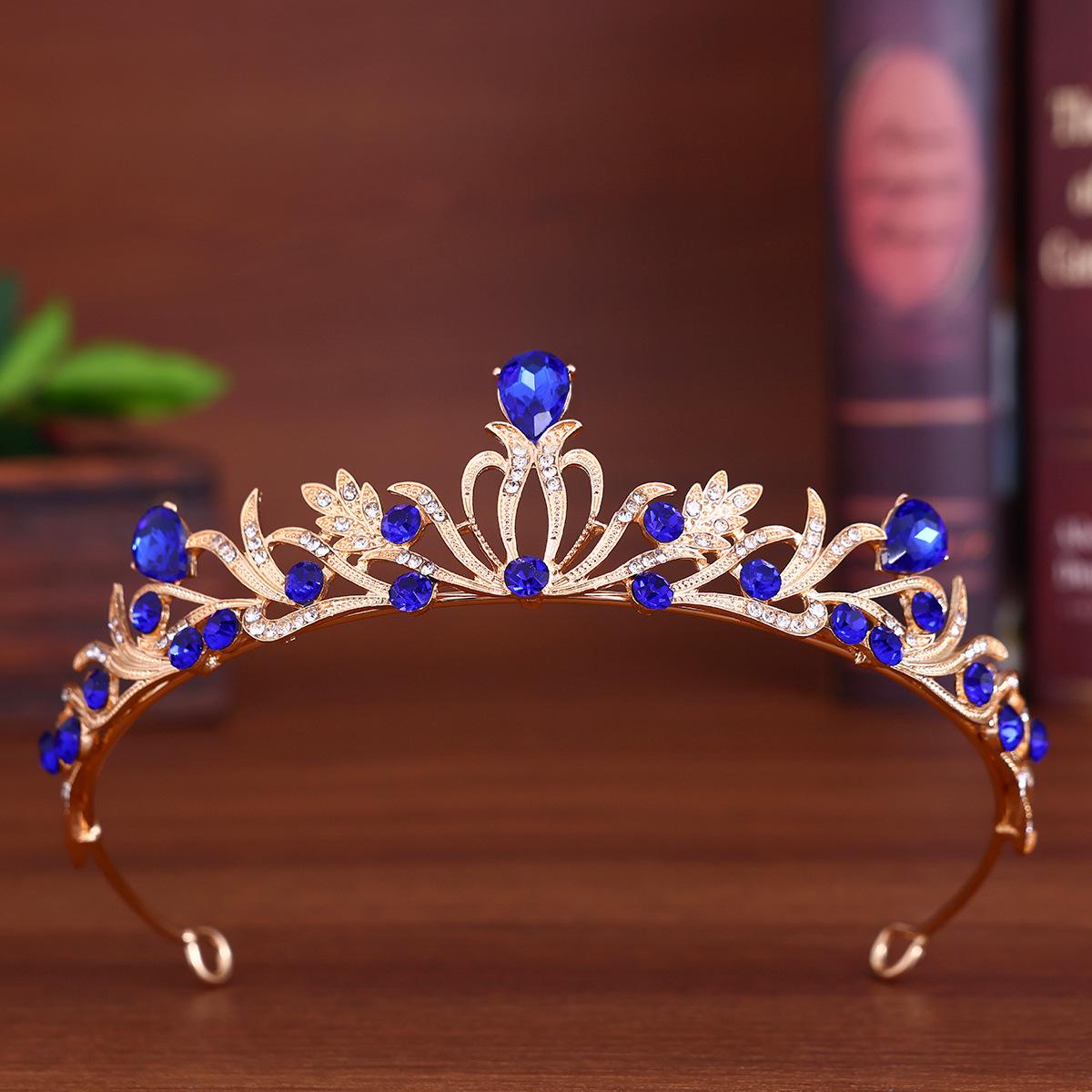 Französische Brautkrone Kopfschmuck Legierung Strasskrone Hochzeitskleid und Abendkleid Accessoires Kleines Stirnband Ornamente black