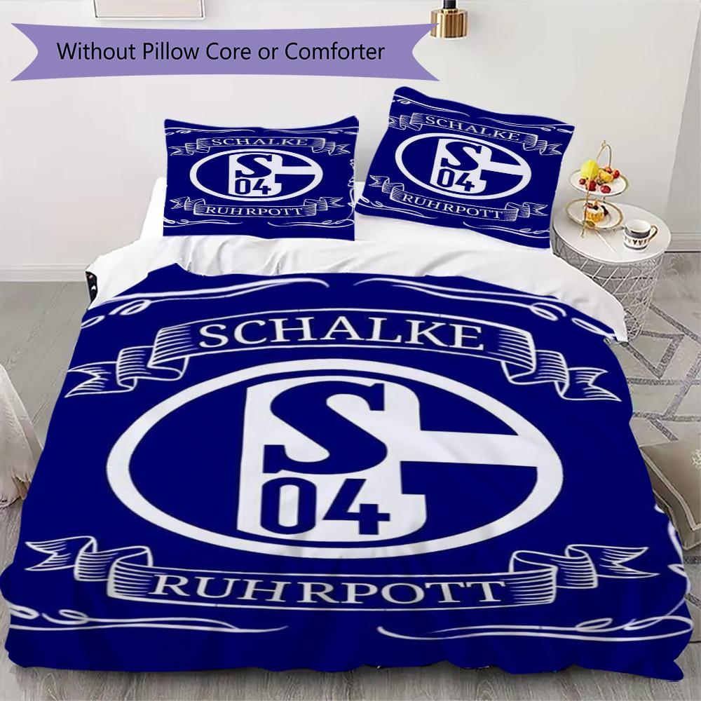 FC Schalke 04 Muster Bettwäsche Steppdecken-Set Bettbezug Kissenbezug Heimdekoration Geburtstagsgeschenk (1 Bettbezug + 2 Kissenbezüge (ohne Füllung))49 135x200cm