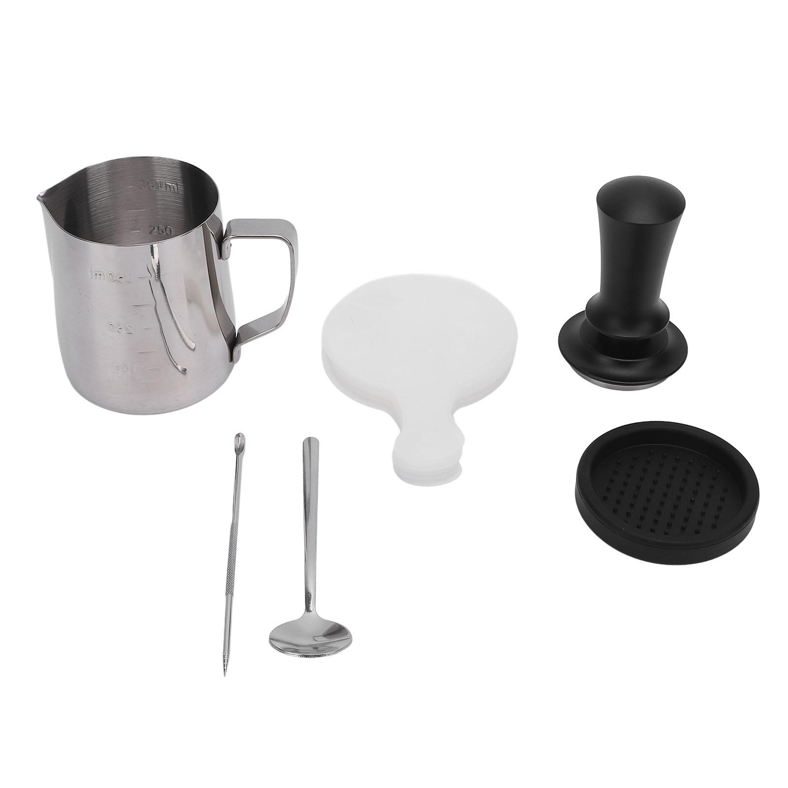 21PCS Kaffee Tamper Set Edelstahl Aufschäumen Krug Tamper Matte Kaffee Rührer Kaffee Schablonen L