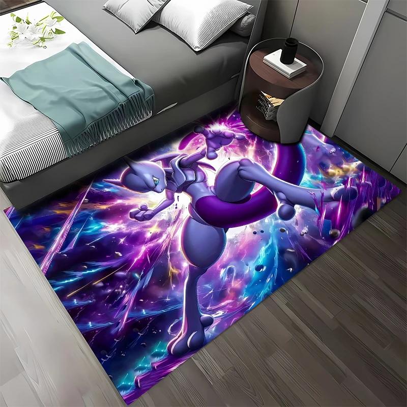 15 Größen Pokemon-Mewtwo Muster Teppiche Schlafzimmer Spielmatten Schlafzimmer Dekor Teppich Wohnzimmer Sofateppich Krabbeldecke Weihnachtsgeschenke 50x80cm (20x31in)