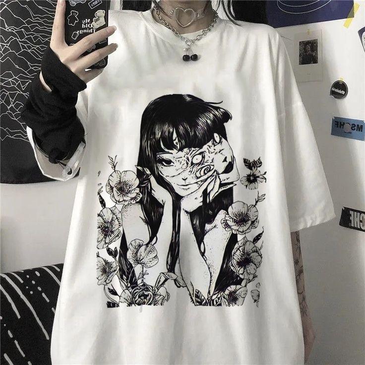 Tomie Junji Ito 90er Anime Manga T-Shirt Oberteile Tee Gothic Horror Manga Anime T-Shirt S-4XL M