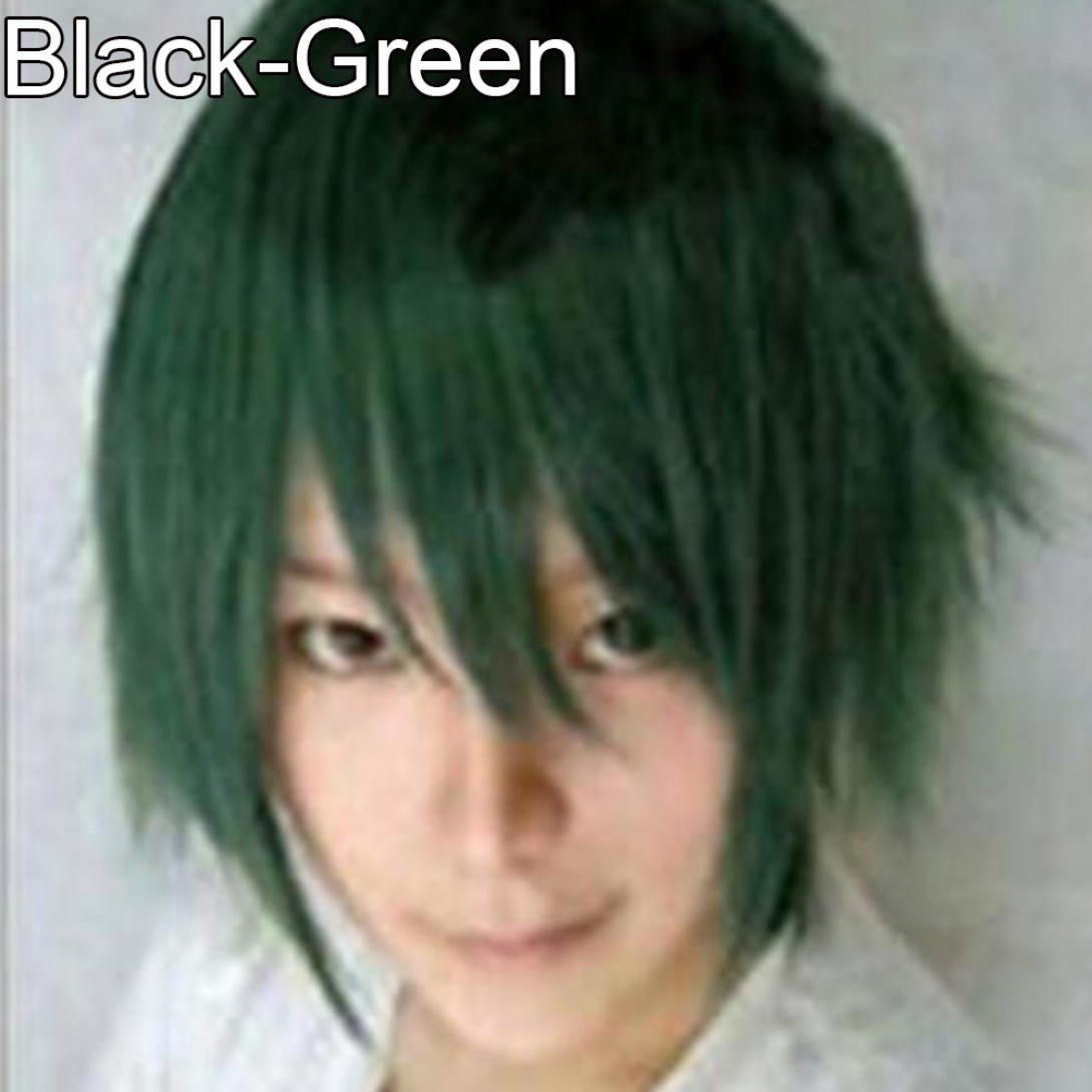 Orion Männer Frauen Multi-Color Kurze Gerade Haarteil Volle Perücke für Anime Party Cosplay One Size dunkelgrüne