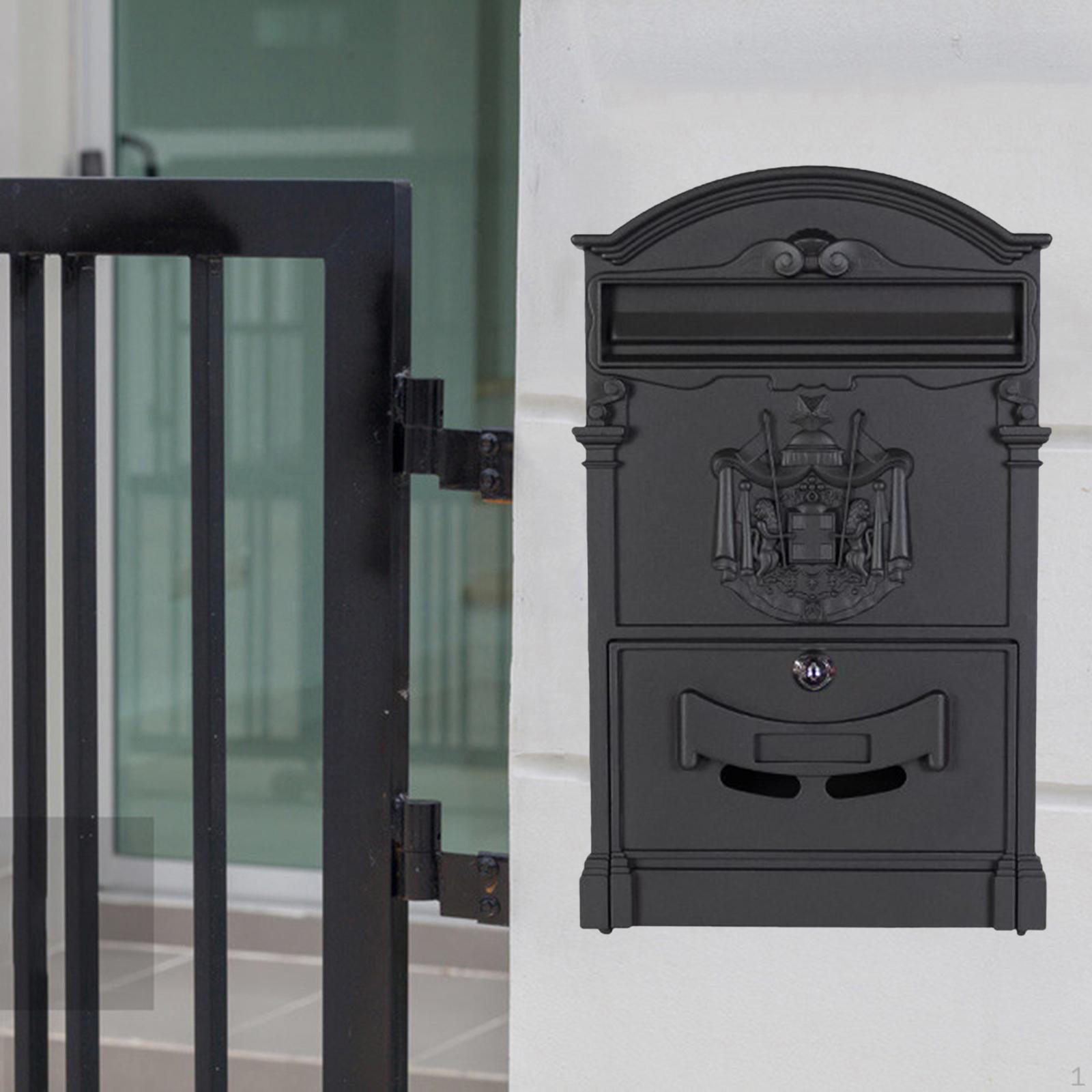 Montieren Sie Briefkästen mit einem rostfreien Ersatz-Zeitungsständer mit großer Kapazität. Abschließbarer Briefkasten schwarz