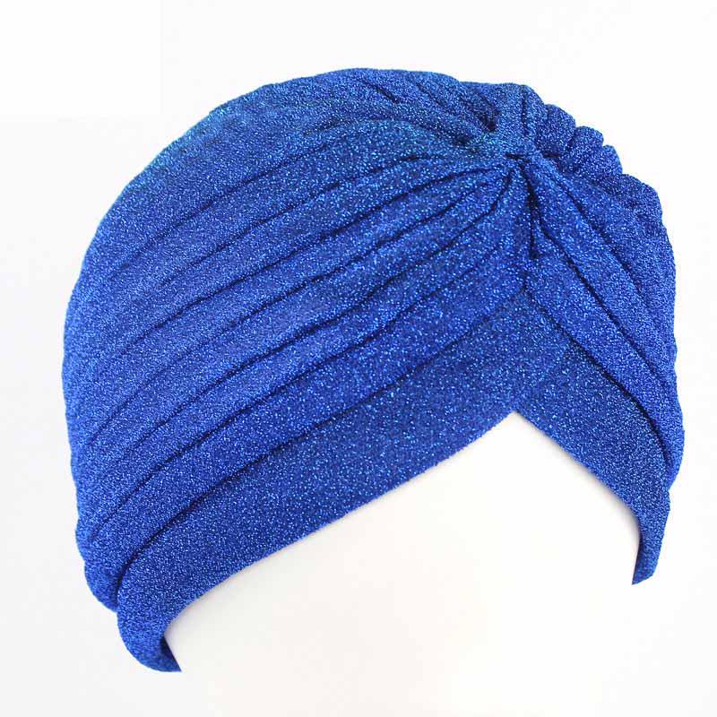 Damen Mode Kleidung Accessoires glänzende Mützen Geschenk Mädchen Turban elastische lässige Hüte königsblau