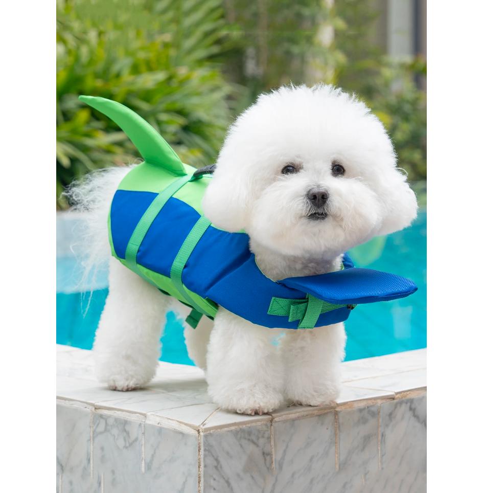 Hunde Schwimmweste, Niedliche Haifisch-Hunde-Schwimmweste zum Schwimmen und Bootfahren mit überragendem Auftrieb und Rettungsgriff, Verstellbar, Schwimmfähig (as the picture,M)
