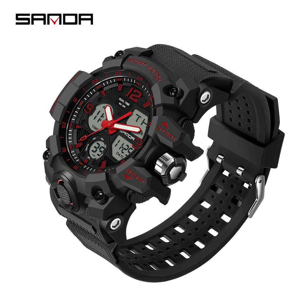 Neue SANDA Mode Trend Outdoor Sport Stoßfest Uhr männer Multi-funktion Wasserdicht Leuchtende Elektronische Uhr herren Uhr