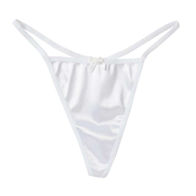 Sexy Nahtlose Unterwäsche Niedrige Taille Ein Faden G-String Damen Satin Tanga G-String Reiner Baumwollzwickel T-Rücken M-2XL XL weiß