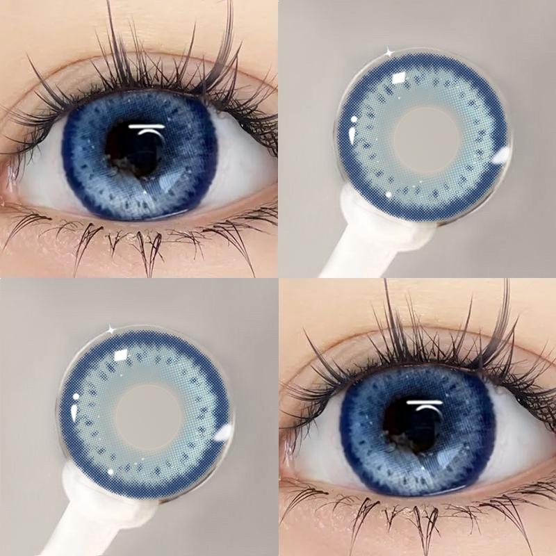 Millcreek blaue Kontaktlinsen 2 Stück (1 Paar) Augenkosmetik, farbige Kontaktlinsen, 14,5 mm, Puppenaugen, weiche, angenehme, leuchtend blaue Kontaktlinsen, 1 Jahr Gebrauch blizzard blaue