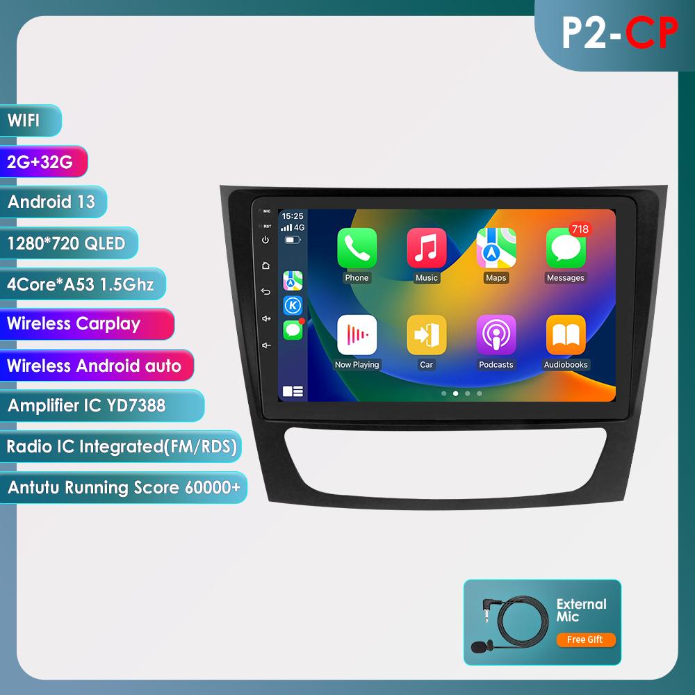 Hizpo Carplay 4G-LTE Android 12 Auto Radio Multimedia Player Für Mercedes Benz E-klasse W211 E200 E220 E300 E350 e240 E270 E280 CLS KLASSE W219 Navi GPS AC2 4Core 2G 32G