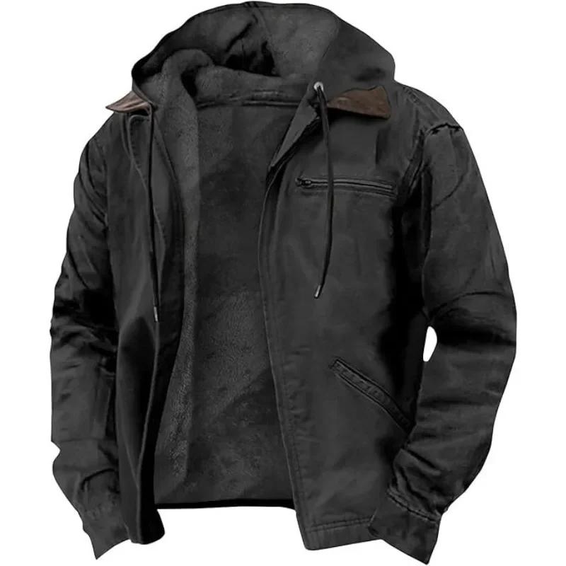 Frühling Herbst Herrenjacke Mode Lässig Kapuze Reißverschluss Mantel Retro Streetwear Leicht Vielseitige Oberbekleidung XL schwarz