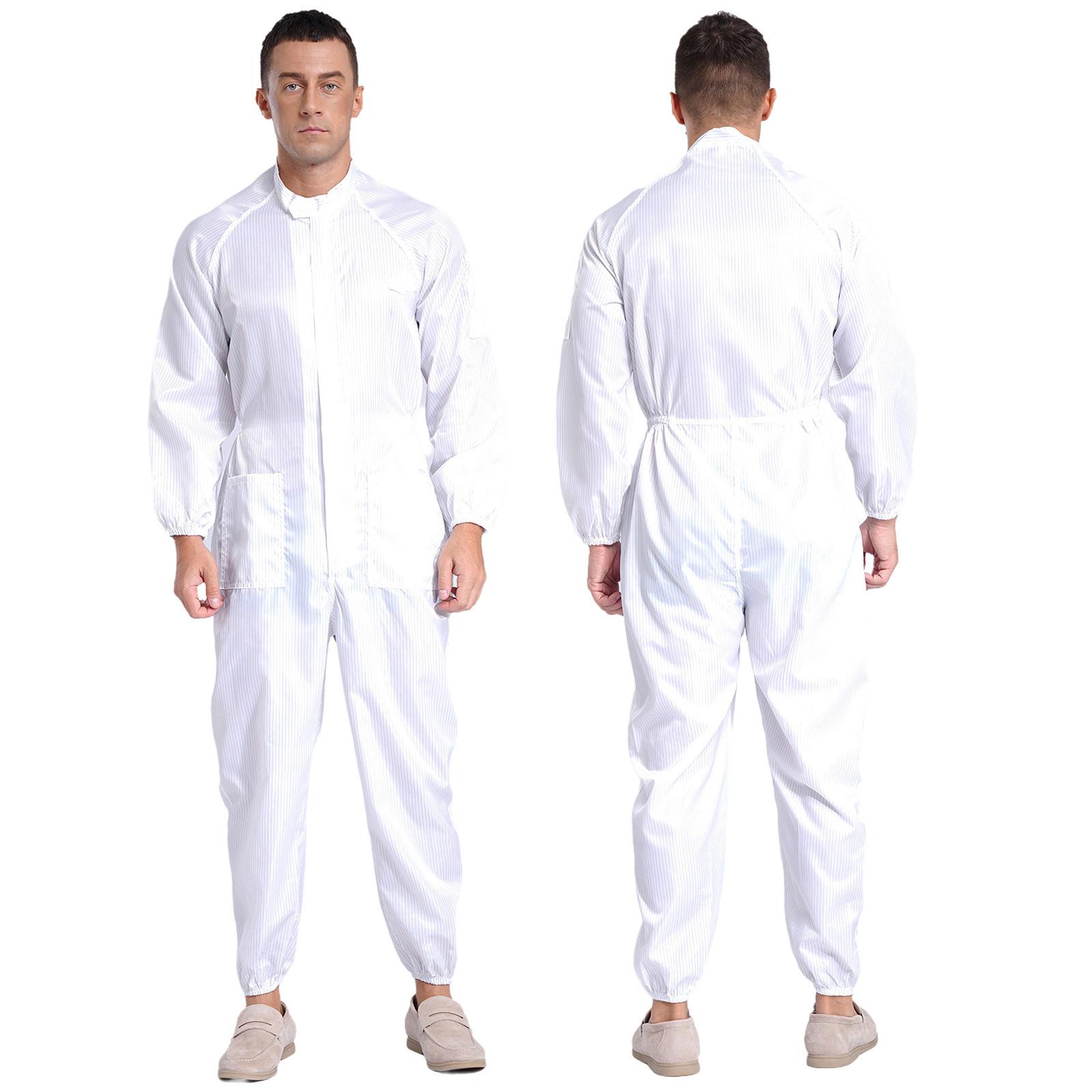 Werkstattarbeiter Uniform M-5XL Herren Erwachsene - Antistatischer Staubdichter Overall Stehkragen Frontreißverschluss Ganzkörper-Overall M weiß