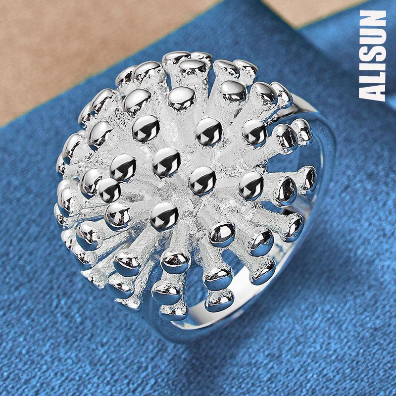 925 Sterling Silber Feuerwerk Koralle Ring Modischer Hochzeitsschmuck 6#