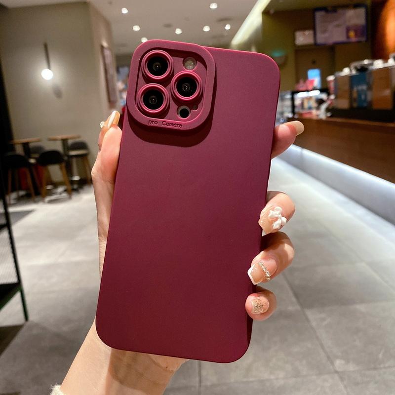 Kamera Schutz Silikon Handyhülle Für iPhone 16 17 Pro 15 14 Pro Max 13 11 12 XR XS Max X 7 8 Plus Weiche Stoßfeste Matte Rückabdeckung iPhone 11 Pro Max rose rot