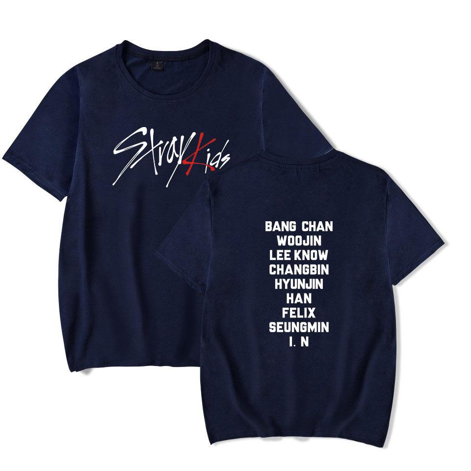 Neue Ankünfte Stray KPOP T-Shirts für Herren Sommerkleidung Fitness Rundhals Herren T-Shirt für Männer Oversized Neue Herren T-Shirts Tops XS navy blau