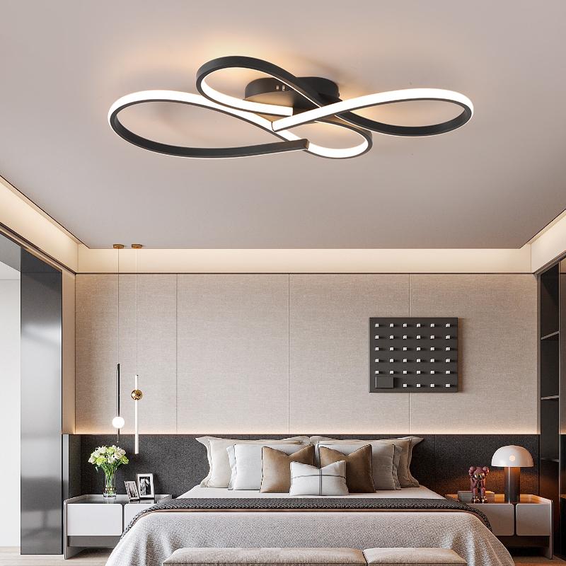 Moderne Deckenleuchten-Kronleuchter für Wohnzimmer Schlafzimmer Arbeitszimmer Schwarz LedCeilin Deckenleuchte für Zimmer Kronleuchter Leuchten Diameter -60cm schwarz