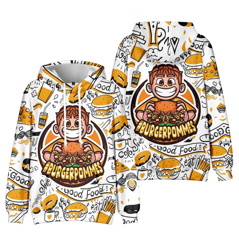 10 Farben Mode für Fans von Burgerpommes ICrimax Grafik bedrucktes Sweatshirt Outdoor Sport Cosplay Pullover Hoodie Cosplay Kostüm S weiß