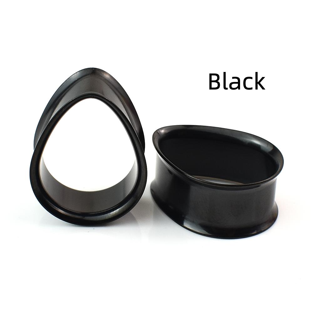 8-50 mm tropfenförmige Ohrmessgeräte, Tunnel, Plugs, Ohrdehner, Körperpiercing-Schmuck für Damen und Herren 50mm schwarz