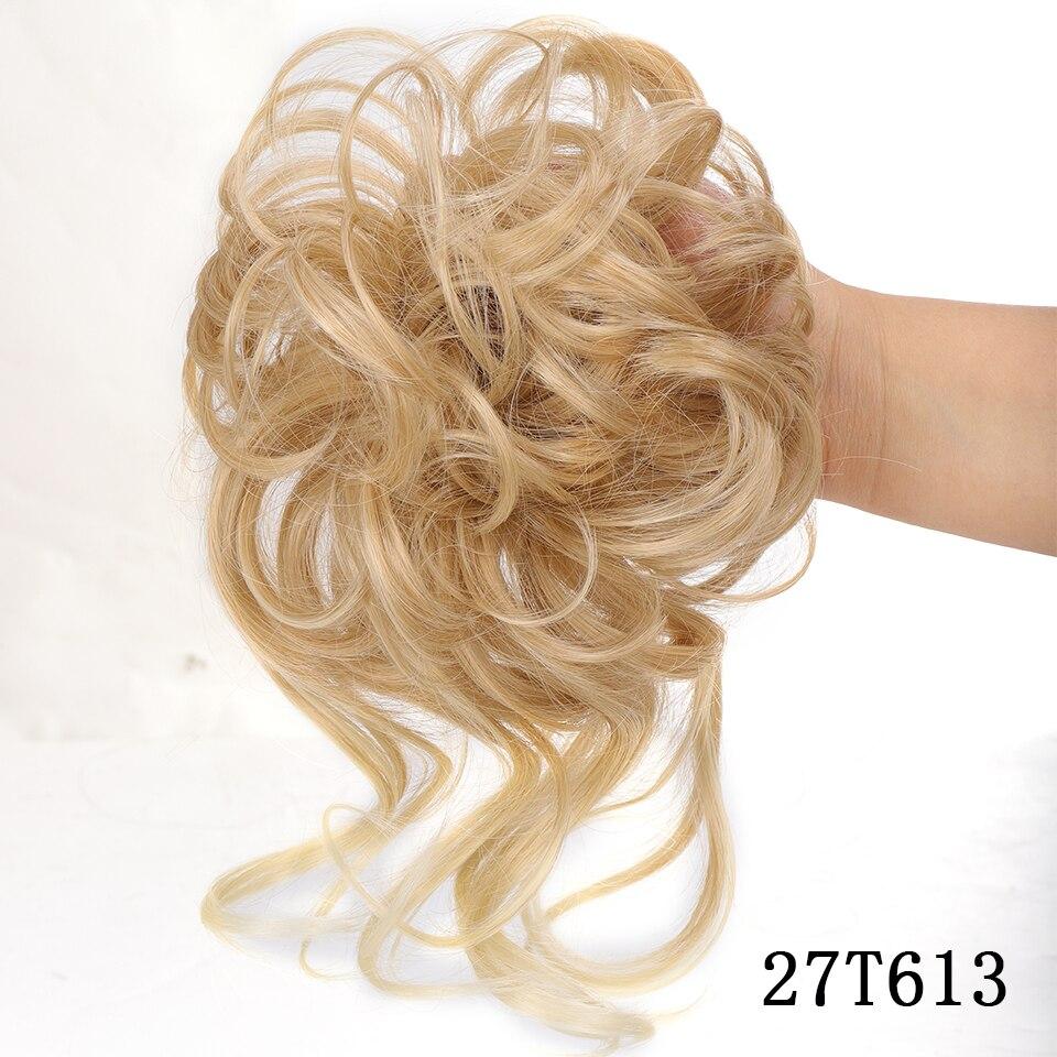 Unordentlicher Chignon-Donut-Haarknoten, Haargummis, elastisches Haarseil, Gummiband, synthetisches lockiges Haarteil, Schwarzbraun, Kunsthaar