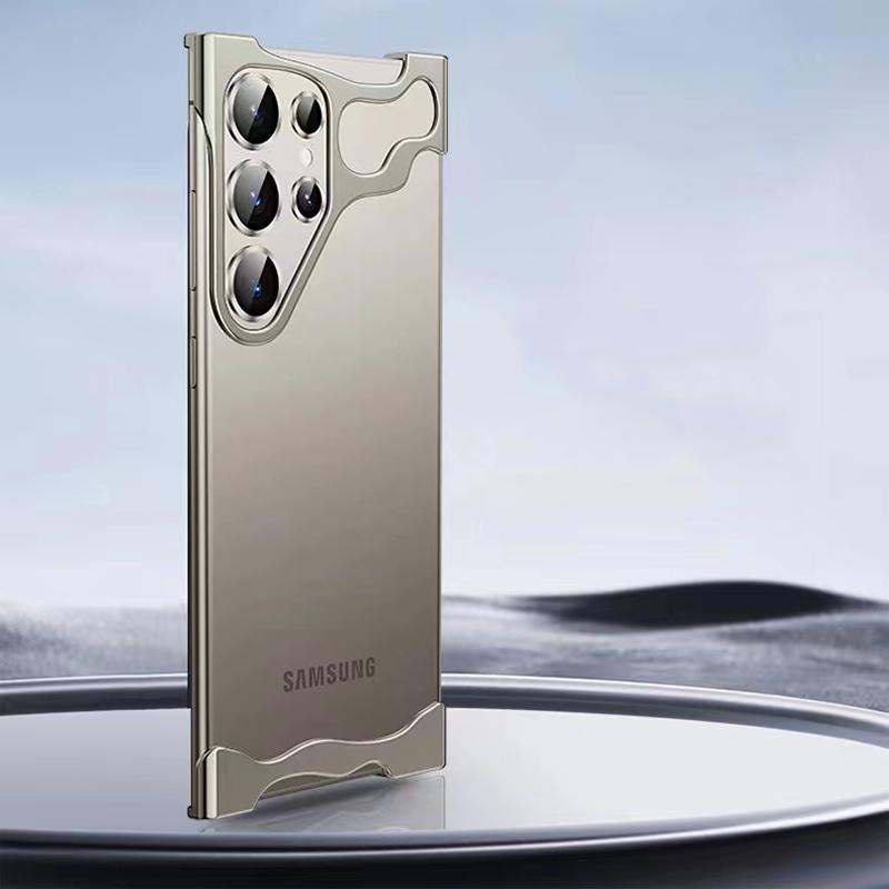 Luxuriöse, unregelmäßige Alien-Metall-Telefonhülle für Samsung Galaxy S25, S24, S23 Ultra Plus, Aluminium-Stoßfänger mit Linsenfolien-Schutzhülle For Samsung S23 Ultra