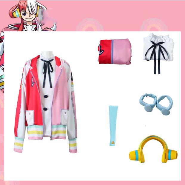 Japan Anime Cosplay Kostüm Film Rot Uta Stickerei Mantel Hoodie Rock Perücke Kopfbedeckung Gefälschte Kopfhörer Weihnachten Neujahr Geschenk XL