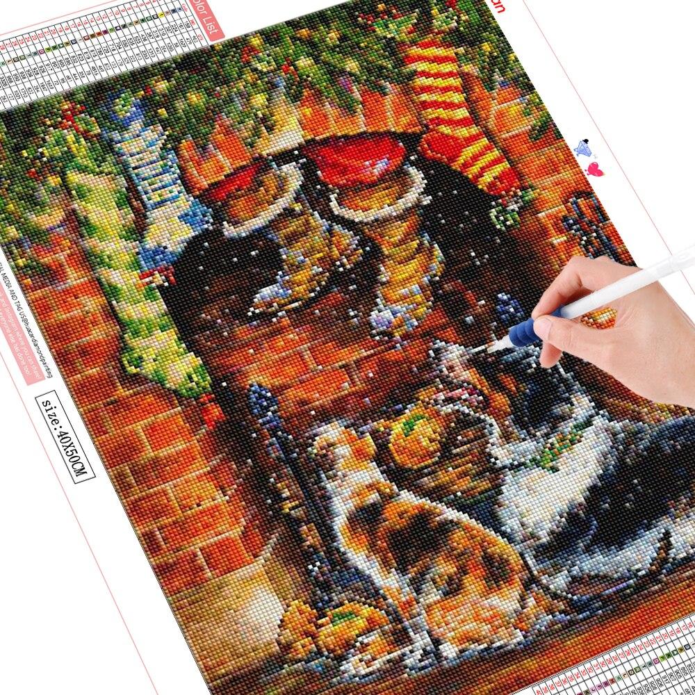 Vollquadrat Diamant Stickerei Tier Diamant Malerei Katze Kreuzstich Hund Mosaik Weihnachtsdekoration für Zuhause Full Square (20X30CM)