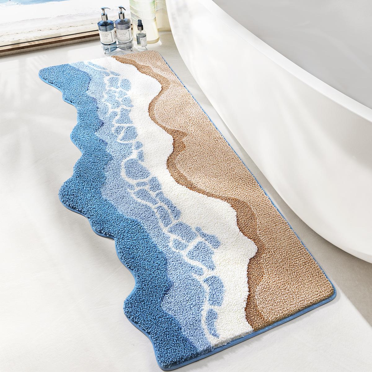 Ozean-Stil Badezimmer-Bodenmatte Faux-Kaschmir Rutschfest Und Leicht Zu Reinigen Für Badezimmer Schlafzimmer Nachttisch-Bodenmatten 50X120CM(1.6X3.9FT