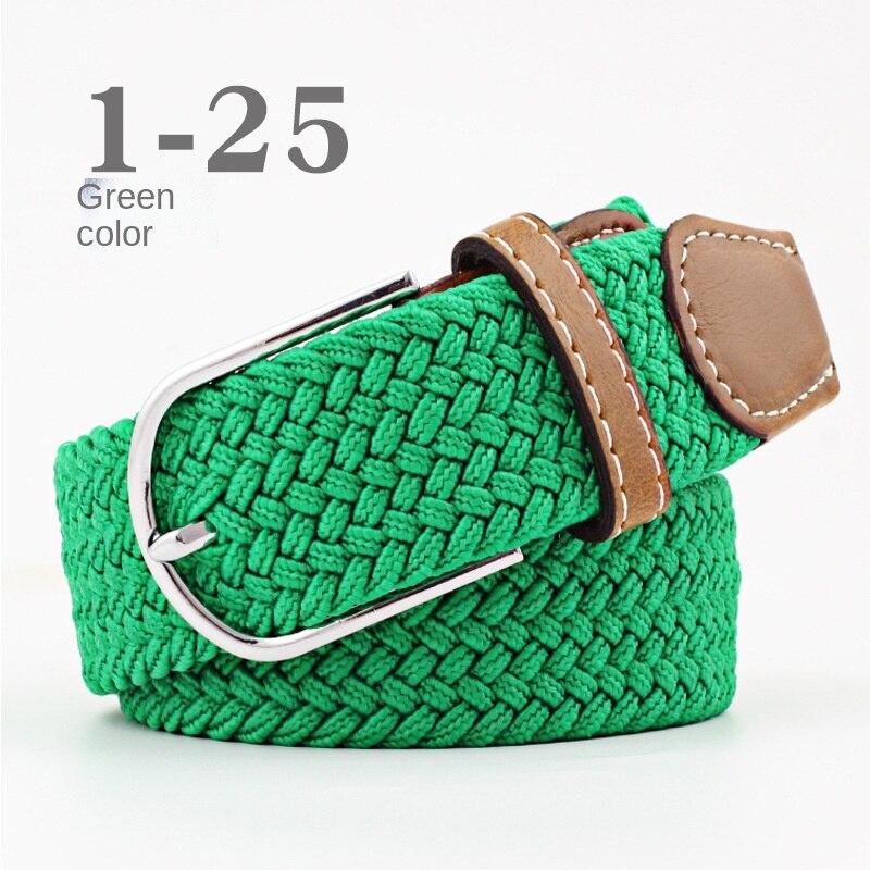 2024 neue Mode Hohe Qualität Explosive frauen Leinwand Gürtel männer Elastische Gürtel Casual Stretch Woven Pin Schnalle Gürtel khaki/grün