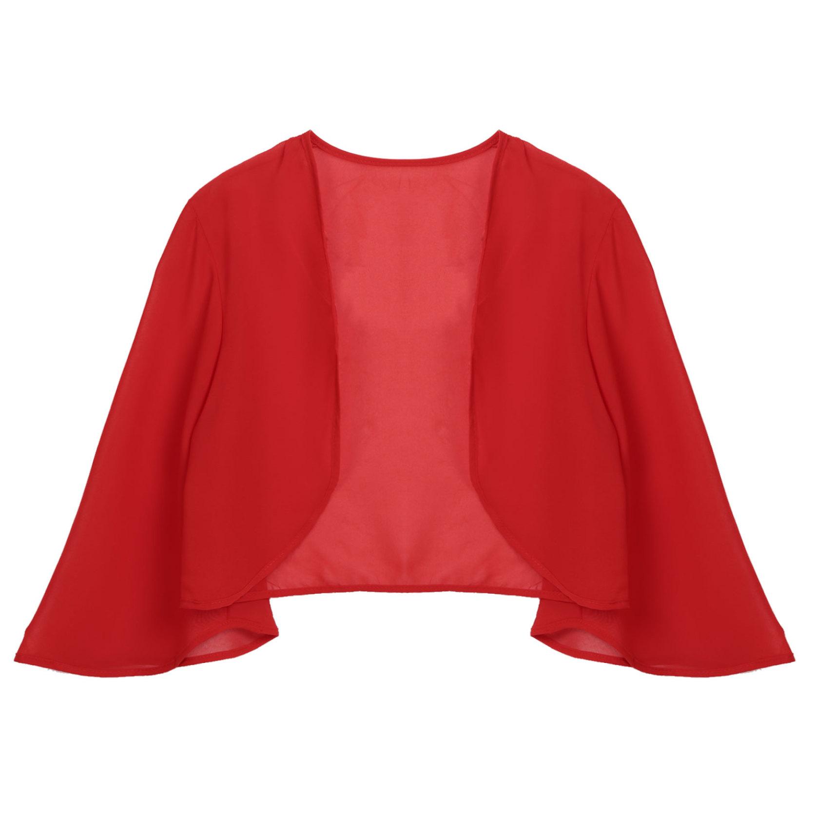 Strand Sonnenschutz Chiffon Strand Schal Schal Tops 3/4 Ärmel Strickjacke Bolero Jacke Hochzeitskleid Schals 3XL rot