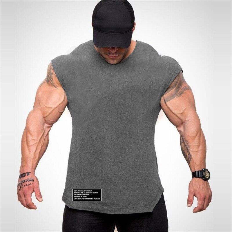 Do The Work Muscleguys Marke Bodybuilding Fitness Herren Mode Lässig Reine Baumwolle Slim Fit Bedruckte Trainingsweste M-2XL XL graue
